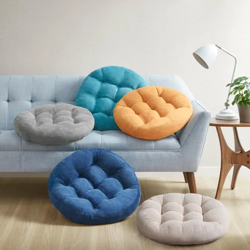 Miniatura 22 de Juego de 2 almohadas de suelo de meditación, almohadas cuadradas grandes para adultos, cojín de pana copetuda para sala de estar de tatami, gris, 22