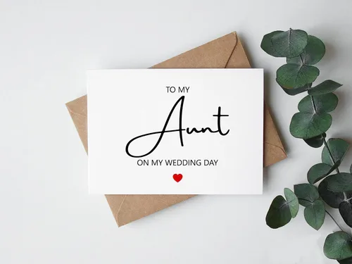 Miniatura 2 de To My Aunt On My Wedding Day - Tarjeta de felicitación de 5 x 7 pulgadas, moderna, impresión de letras, color negro