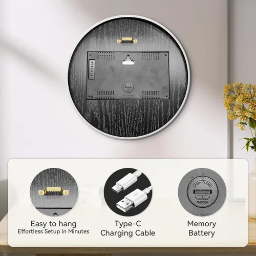 Miniatura 5 de Reloj de pared digital inteligente iluminado con calendario de temperatura, reloj de pantalla grande, reloj LED moderno de 12/24 horas para sala