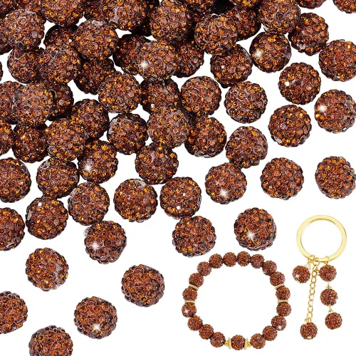 Miniatura 16 de Pandahall - Bolas de arcilla de 10 mm, tipo discoteca con 100 unidades, cuentas de polímero de arcilla con diamantes de imitación, creaciones Azul