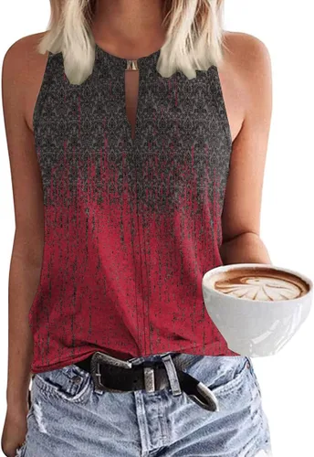Soesdemo Camiseta sin mangas para mujer, cuello en V, sin mangas, para verano, casual, holgada, para negocios, bonita, floral, básica