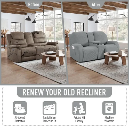 Miniatura 4 de TAOCOCO Funda para Sillón de Dos Plazas Reclinable con Consola Central, Funda Elástica para Sillón de Dos Plazas para Sofá Reclinable de 2 Asientos