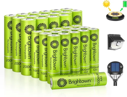 Miniatura 12 de Brightown Paquete de 4 baterías AA recargables – 1000 mAh 1.2 V NiMH batería de alta capacidad – Ideal para luces solares y dispositivos domésticos