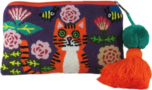 Embrague Wayuu con estampado animal hecho a mano por indígenas de Colombia aguja de punzón crochet