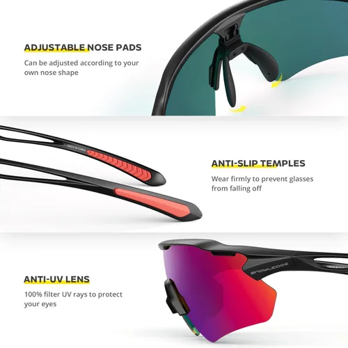 Miniatura 3 de Gafas de ciclismo, lentes deportivos polarizados con marco irrompible TR90, anti-UV400