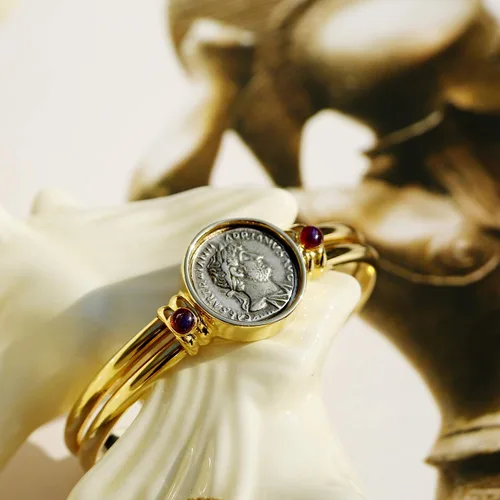 Miniatura 4 de Ben-Amun - Colección de monedas romanas de Nueva York, joyería de moda, collar, anillo, pulsera, chapado en oro 24