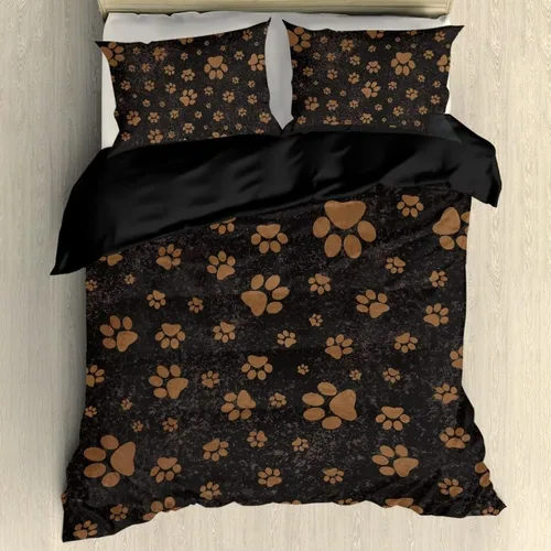 Miniatura 8 de Juego de funda de edredón con diseño de pata de perro, diseño de pata de cachorro, color beige, con 2 fundas de almohada