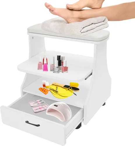 Miniatura 8 de Reposapiés portátil de pedicura con ruedas, taburete de pedicura, carrito para baño de pies, carrito de spa, soporte de uñas, muebles de manicura