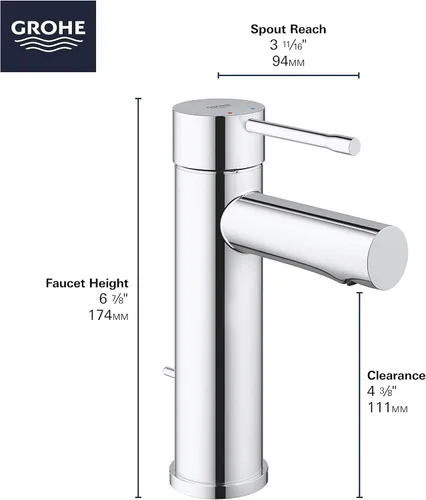 Miniatura 4 de GROHE 32216A0A Essence, grifo de baño de tamaño S de un solo agujero de un solo mango, 1.2 GPM, grafito duro (negro pulido)