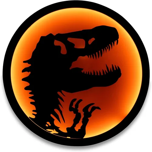 Ukonic Jurassic Park T-Rex - Letrero de pared LED con logotipo de T-Rex | Listo para colgar, decoración de pared, artículos esenciales de moda para