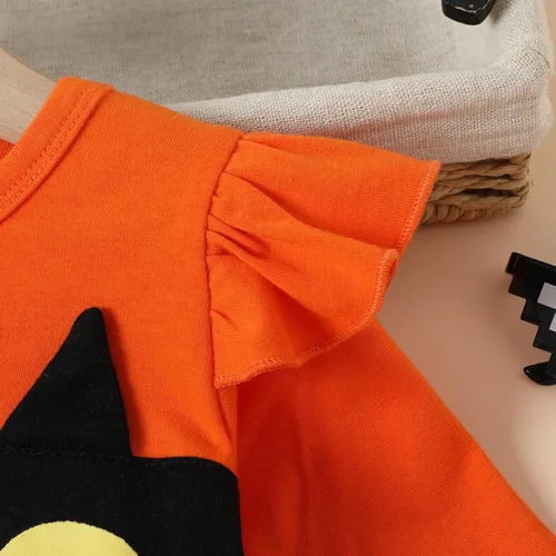 Miniatura 7 de Vestido de princesa de tul de malla de tul de manga larga para niños pequeños (naranja, 2-3 años)