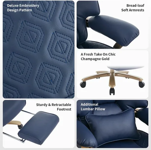 Miniatura 6 de EXCEBET Silla de oficina ejecutiva grande y alta con reposapiés, capacidad de 400 libras, silla de oficina ergonómica de respaldo alto con soporte