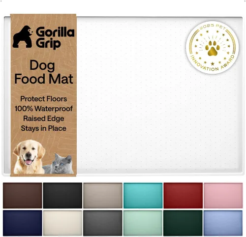 Miniatura 15 de GORILLA GRIP - Alfombrilla de silicona 100% impermeable con bordes elevados, sin BPA, para mascotas, tapetes para comida de perros y gatos, contiene