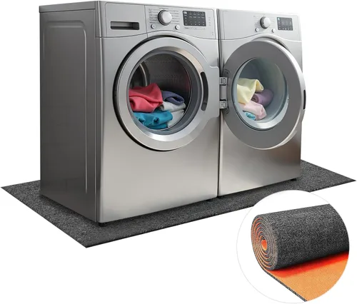 Tapete grueso de 0.354 in para debajo de la lavadora, 63 pulgadas de largo x 36 pulgadas de ancho, absorbe los golpes, reducción de ruido,