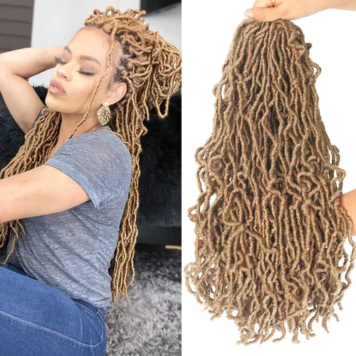 Paquete de 7 rastas suaves de 24 pulgadas, color marrón claro, 27 rastas sintéticas preenrolladas, súper ligeras, trenzas de pelo sintético para