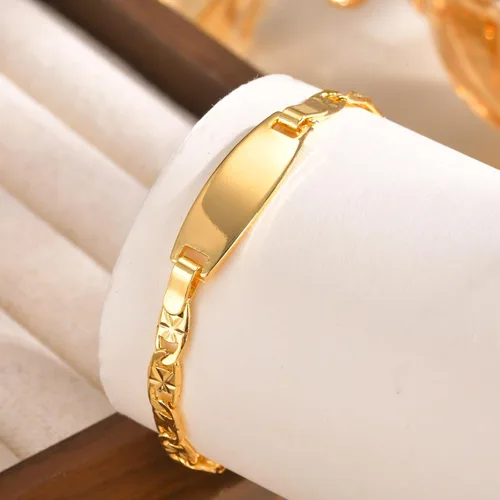 Miniatura 154 de Pulsera de barra para bebé: chapado en oro de 18 quilates, pulsera con placa de identificación personalizada para niños pequeños de mamá, nombre
