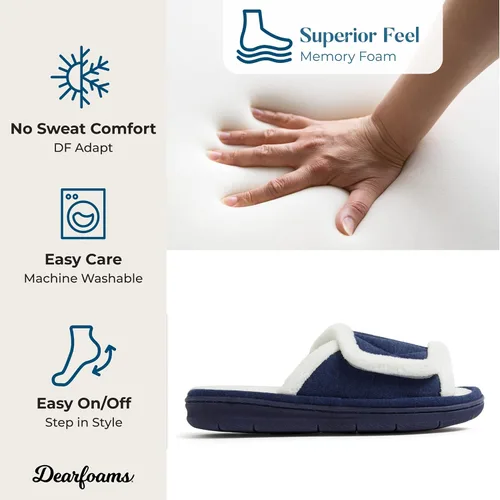 Miniatura 3 de Dearfoams womens Adjustable IndoorOutdoor Machine Washable Memory Foam Slide