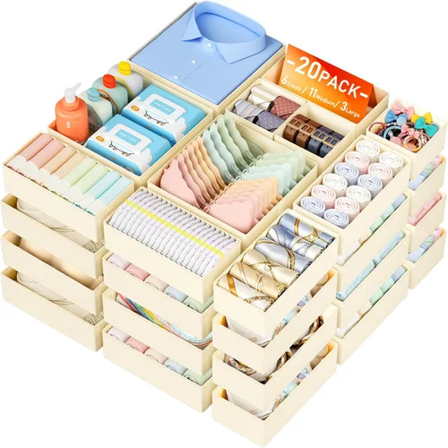 Miniatura 18 de DIMJ Organizador de cajones de ropa – Paquete de 20 contenedores organizadores de cajones de armario para almacenamiento de ropa de bebé, Rosa