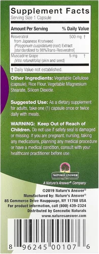 Miniatura 2 de Genceutic Naturals Wild & Pure Resveratrol Cápsulas vegetarianas, 60 unidades Promueve la salud del corazón Anti envejecimiento Bienestar