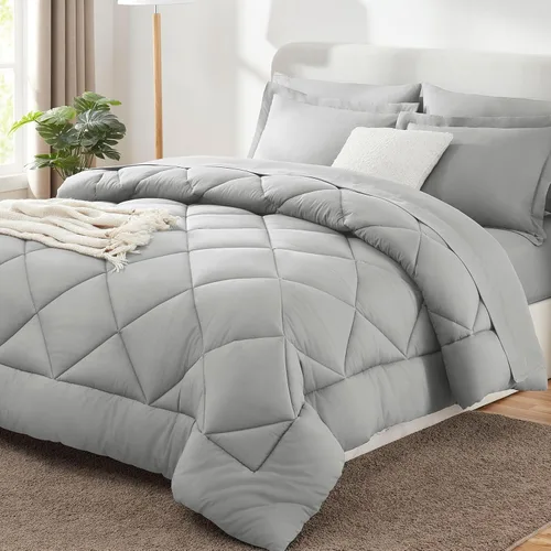 Miniatura 10 de CozyLux - Juego de edredón en una bolsa, para dormitorio universitario, todas las estaciones, edredón, sábanas y fundas para almohada y decorativas