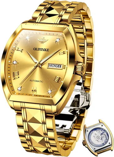 Miniatura 16 de OUPINKE - Reloj automático para hombre, diseño de esqueleto de diamante mecánico de cuerda automática, lujo, reloj de pulsera de cristal de zafiro