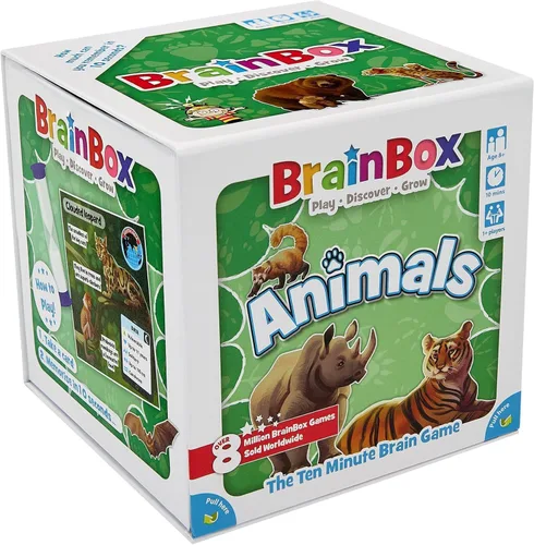 BrainBox - Juego de cartas de animales – Memoria y observación, 55 tarjetas de escenas detalladas, trivia familiar para niños y adultos, a partir de