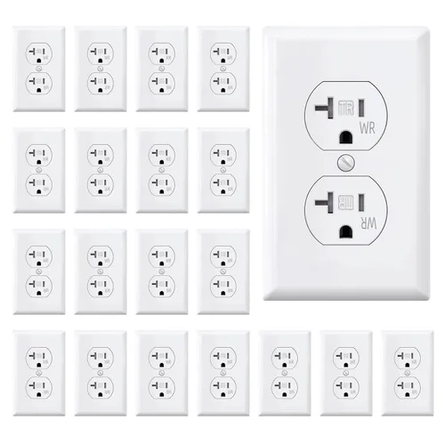 Miniatura 11 de ELEGRP Receptáculo dúplex de 20 amperios y 125 V, toma de corriente eléctrica estándar, resistente a manipulaciones TR y resistente a la intemperie