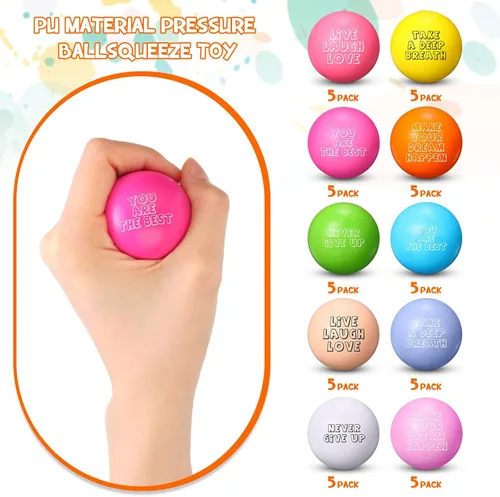 Miniatura 4 de Libima 50 bolas motivacionales para el estrés a granel de 1.57 pulgadas de espuma pequeña colorida con citas inspiradoras para aliviar el estrés