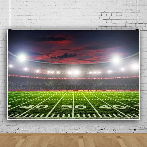 Miniatura 3 de Telón de fondo de campo de fútbol de 5 x 4 pies para fotografía, campo de fútbol americano, competición deportiva, auditorio, campo de fútbol