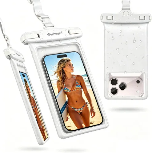 Miniatura 12 de wellhouse Bolsa impermeable para teléfono, Funda impermeable para teléfono para iPhone 16 15 14 13 12 Pro Max XS Samsung, Bolsa seca para celular 1