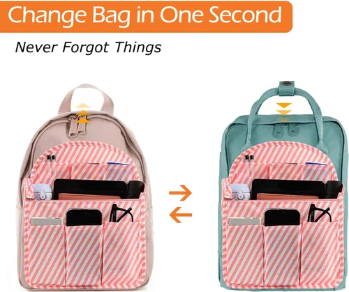Miniatura 6 de Surblue Organizador de mochila con forro de inserción para colgar mochila de viaje y bolsillo de inserción, divisor de alta capacidad, organizador