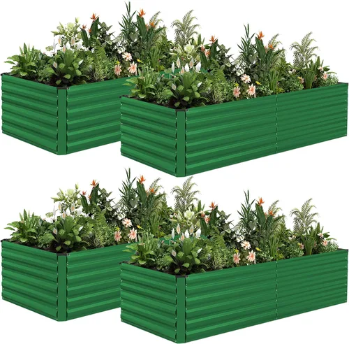 Miniatura 45 de NAVINE Cama de jardín elevada de 8 x 4 x 2 pies, macetas elevadas de metal grande, macetas para plantas al aire libre para verduras, flores