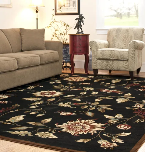 SAFAVIEH - Alfombra de acento de la colección Lyndhurst, 3'3" x 5'3", color negro y multi, diseño floral tradicional, no desprende pelusa y de fácil