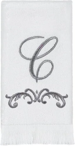 Avanti Linens - Toallita para las manos, toalla de algodón suave y absorbente, diseño de pergamino, decoración estilo cursiva (Colección Monograma,