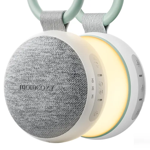 Momcozy - Máquina de sonidos portátil con luz nocturna, máquina de ruido blanco para bebé, 20 sonidos relajantes, terapia de sonido, batería de
