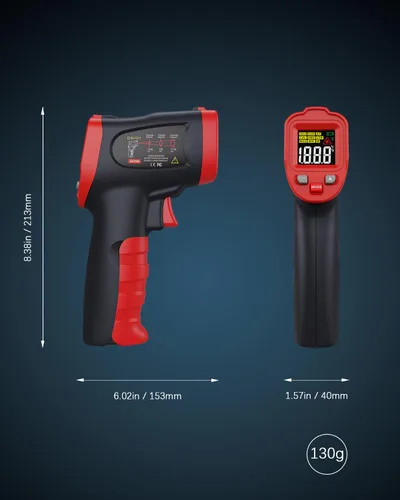 Miniatura 8 de Wintact Pistola termómetro de temperatura infrarroja, pistola de temperatura láser digital sin contacto, superficie de medición y temperatura