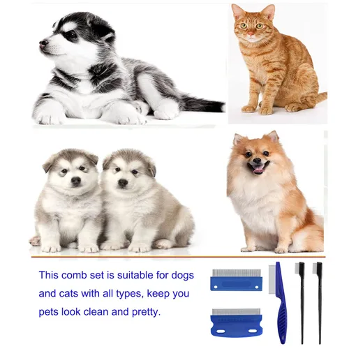 Miniatura 3 de 5 peines de aseo – Removedor de manchas de lágrimas para mascotas, piojos y pulgas, eliminación de caspa y moco para perros y gatos pequeños