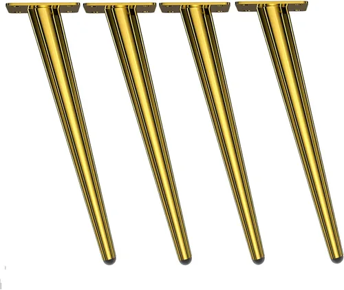 Miniatura 15 de Osring Patas de muebles de 16 pulgadas, patas redondas de metal cónico dorado para mesa, muebles inclinados para gabinete, accesorios para mesa