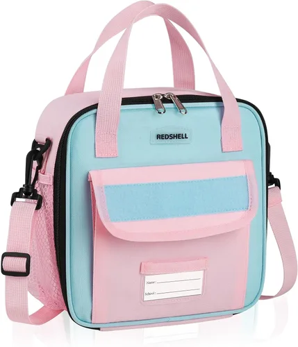 REDSHELL Lonchera táctica para niños, bolsa de almuerzo aislada grande para niñas, lonchera cuadrada para niños, lonchera cuadrada para niños, Rosa