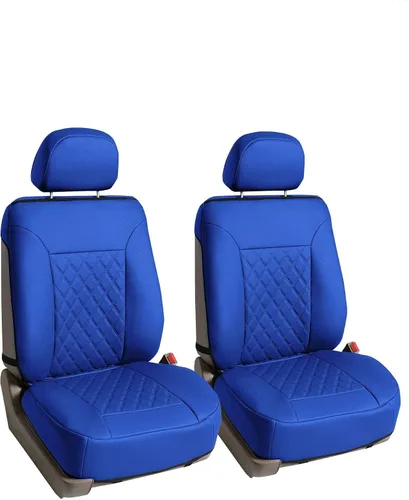 FH Group Cojines para asiento delantero de lujo de piel sintética con patrón de diamantes para coche, viene con fundas para reposacabezas (azul) con