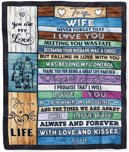 Miniatura 31 de Manta personalizada con texto en inglés «To My Wife from Husband When I Tell You I Love You Wife», manta de forro polar personalizada