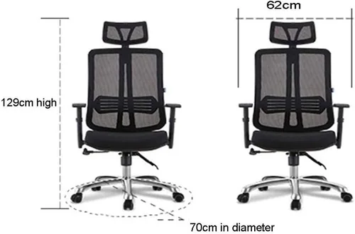 Miniatura 2 de Silla de oficina ergonómica de malla, silla de escritorio para computadora, asiento y respaldo de malla, reposacabezas ancho, soporte lumbar