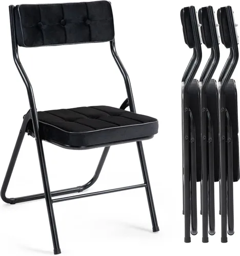 Miniatura 12 de HOMEFUN Paquete de 4 sillas plegables acolchadas, sillas de comedor plegables con cojín, asiento adicional portátil y ensamblado para invitados