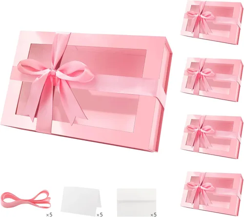 Miniatura 34 de PACKQUEEN 5 cajas de regalo negras grandes con ventanas, 13.5 x 9 x 4.1 pulgadas, cajas de regalo con ventanas transparentes para regalos que