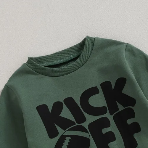 Miniatura 4 de fhutpw Ropa para bebé niño otoño 6, 12, 18, 24 meses, fútbol de manga larga, conjuntos de tops y pantalones para niños pequeños