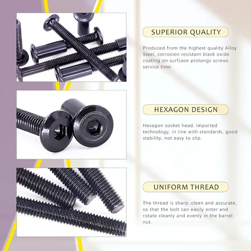 Miniatura 3 de Swpeet 141 piezas de 14 tamaños diferentes M6x16mm-3.150 in acero al carbono negro Hex Drive Socket Cap Tornillos Kit de tuercas de barril con 1