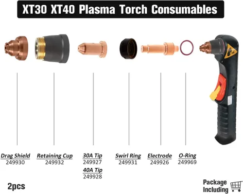 Miniatura 2 de WeldingStop 249930 Escudo de arrastre 770799 para Miller XT30 XT40 Antorcha de corte de plasma WS Consumibles OEM PK-2