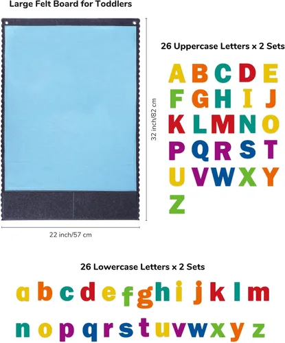 Miniatura 2 de CHEFAN Tablero de fieltro – Tablero de franela grande para pared, 104 letras de fieltro, 32 x 22 pulgadas para contar historias interactivas