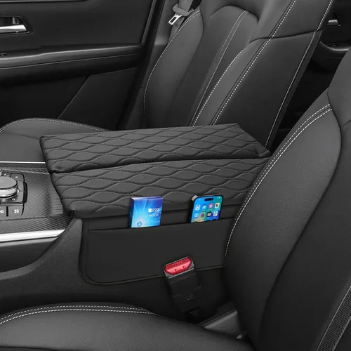 Miniatura 10 de Shademax Center Console Armrest Cover for Tesla Model Y Juniper 2025-2026 / Model 3 Highland 2024-2026 Non-Slip Waterproof Armrest Box Lid Pad