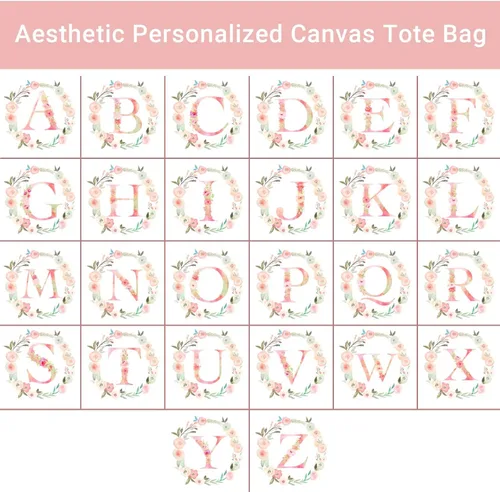 Miniatura 4 de Bolsa de lona personalizada con inicial floral con cremallera, bolsa de monograma, bolsa de cosméticos, regalo para mujeres, dama de honor